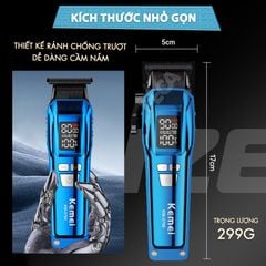 Tông đơ cắt tóc chuyên nghiệp Kemei KM-2796 lưỡi cắt mạ carbon DLC cao cấp có động cơ không chổi than màn hình LCD hiển thị công suất 10W - Tặng kèm lưỡi thay - Chính hãng