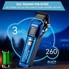 Tông đơ cắt tóc chuyên nghiệp Kemei KM-2796 lưỡi cắt mạ carbon DLC cao cấp có động cơ không chổi than màn hình LCD hiển thị công suất 10W - Tặng kèm lưỡi thay - Chính hãng