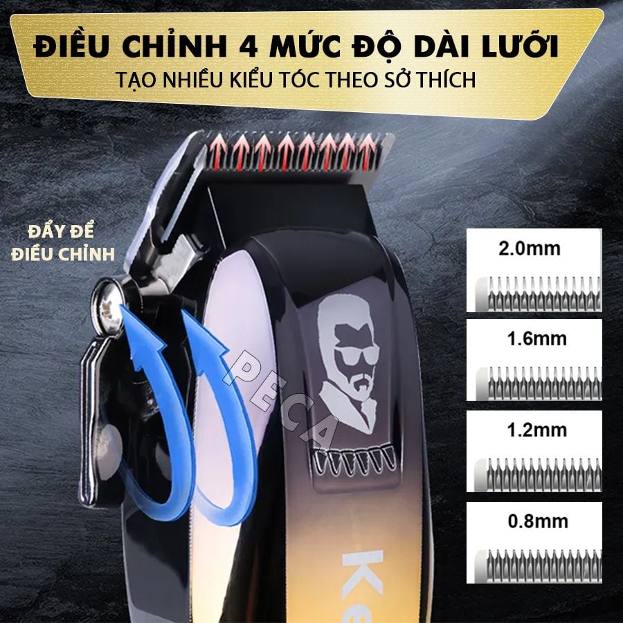 Tông đơ cắt tóc chuyên nghiệp Kemei KM-709A công suất mạnh mẽ có màn hình LCD hiển thị - Hàng chính hãng