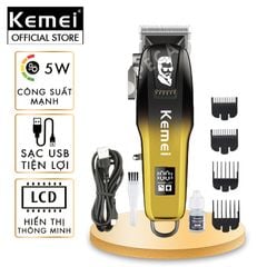 Tông đơ cắt tóc chuyên nghiệp Kemei KM-709A công suất mạnh mẽ có màn hình LCD hiển thị - Hàng chính hãng