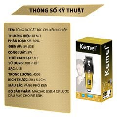 Tông đơ cắt tóc chuyên nghiệp Kemei KM-709A công suất mạnh mẽ có màn hình LCD hiển thị - Hàng chính hãng