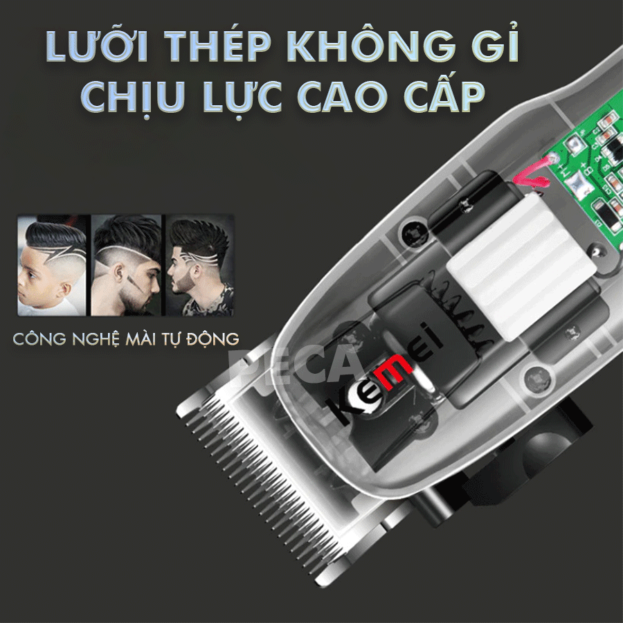 Tông đơ cắt tóc chuyên nghiệp Kemei KM-NG108 màn hình LCD hiển thị phiên bản thấy mạch - Hàng chính hãng