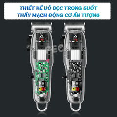 Tông đơ cắt tóc chuyên nghiệp Kemei KM-NG108 màn hình LCD hiển thị phiên bản thấy mạch - Hàng chính hãng
