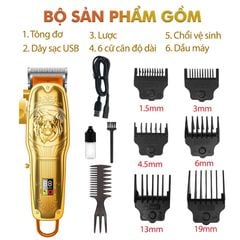 Tông đơ cắt tóc chuyên nghiệp Kemei KM-TM1970PG phiên bản trend cải tiến sạc nhanh USB công suất mạnh - Hàng chính hãng