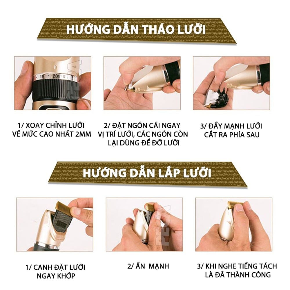 Tông đơ cắt tóc không dây Kemei KM-1255 dùng cho cá nhân và gia đình - Hàng chính hãng