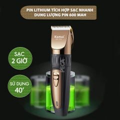 Tông đơ cắt tóc không dây Kemei KM-1255 dùng cho cá nhân và gia đình - Hàng chính hãng
