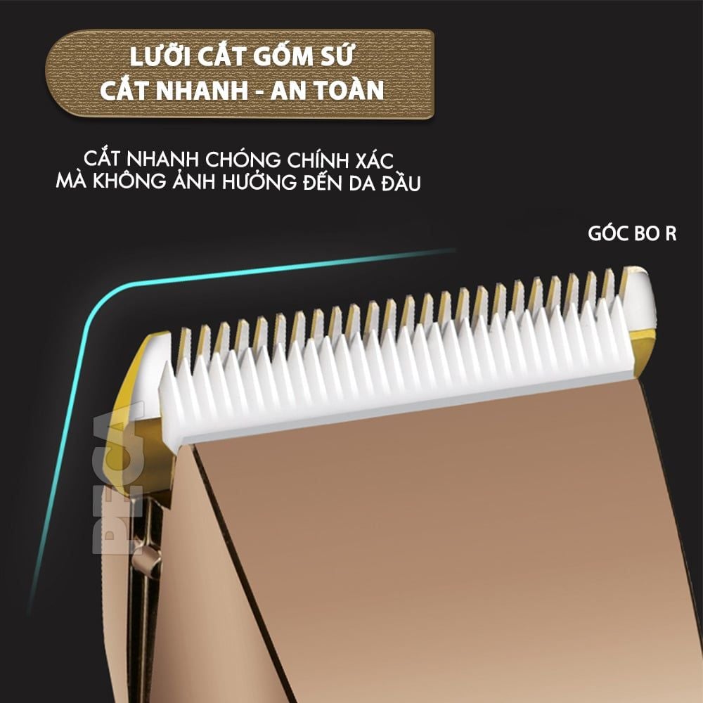 Tông đơ cắt tóc không dây Kemei KM-1255 dùng cho cá nhân và gia đình - Hàng chính hãng