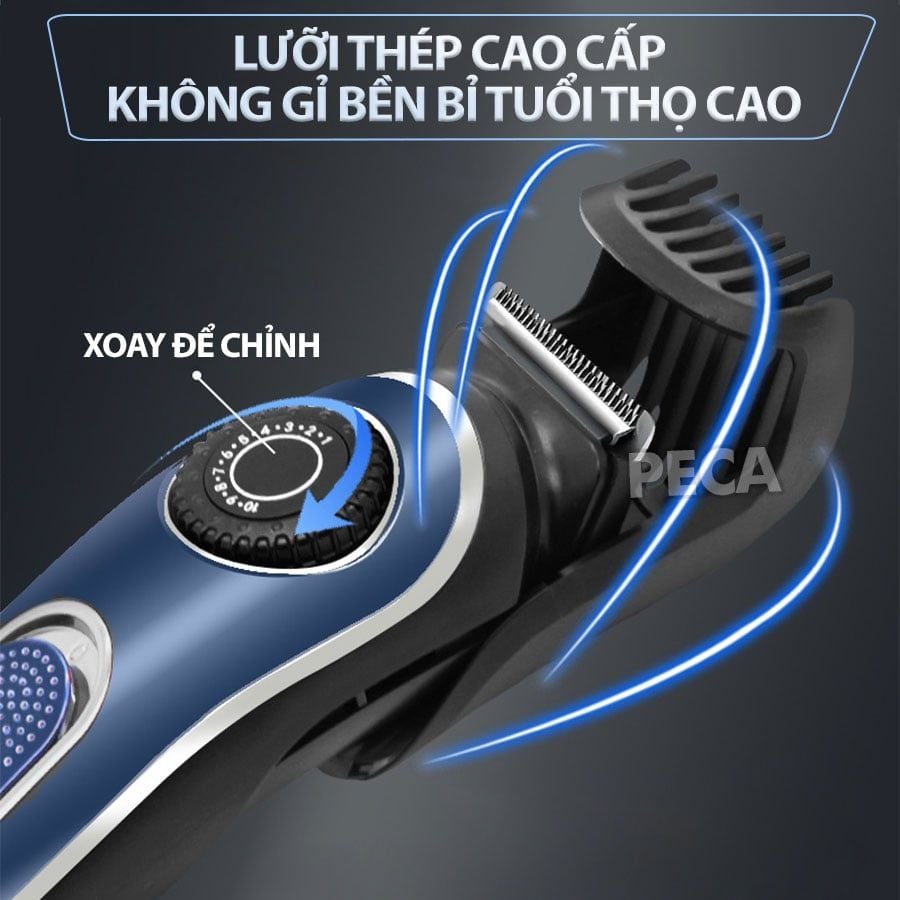 Tông đơ cắt tóc trẻ em Kemei KM-1256 cữ căn độ dài tóc điều chỉnh 10 mức, sạc USB dùng cho người mới tập cắt tóc - Hàng chính hãng