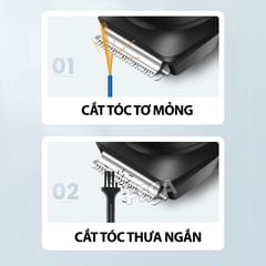 Tông đơ cắt tóc trẻ em Kemei KM-1256 cữ căn độ dài tóc điều chỉnh 10 mức, sạc USB dùng cho người mới tập cắt tóc - Hàng chính hãng
