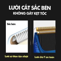 Tông đơ cắt tóc không dây Kemei KM-1086/1085 màn hình LCD hiện pin thông minh dùng cho cá nhân và gia đình - Hàng chính hãng