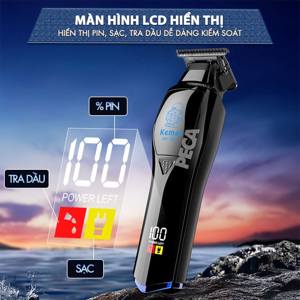 Tông đơ chấn viền Kemei KM-1556 lưỡi cắt mạ carbon cao cấp công suất 5W - Chính hãng