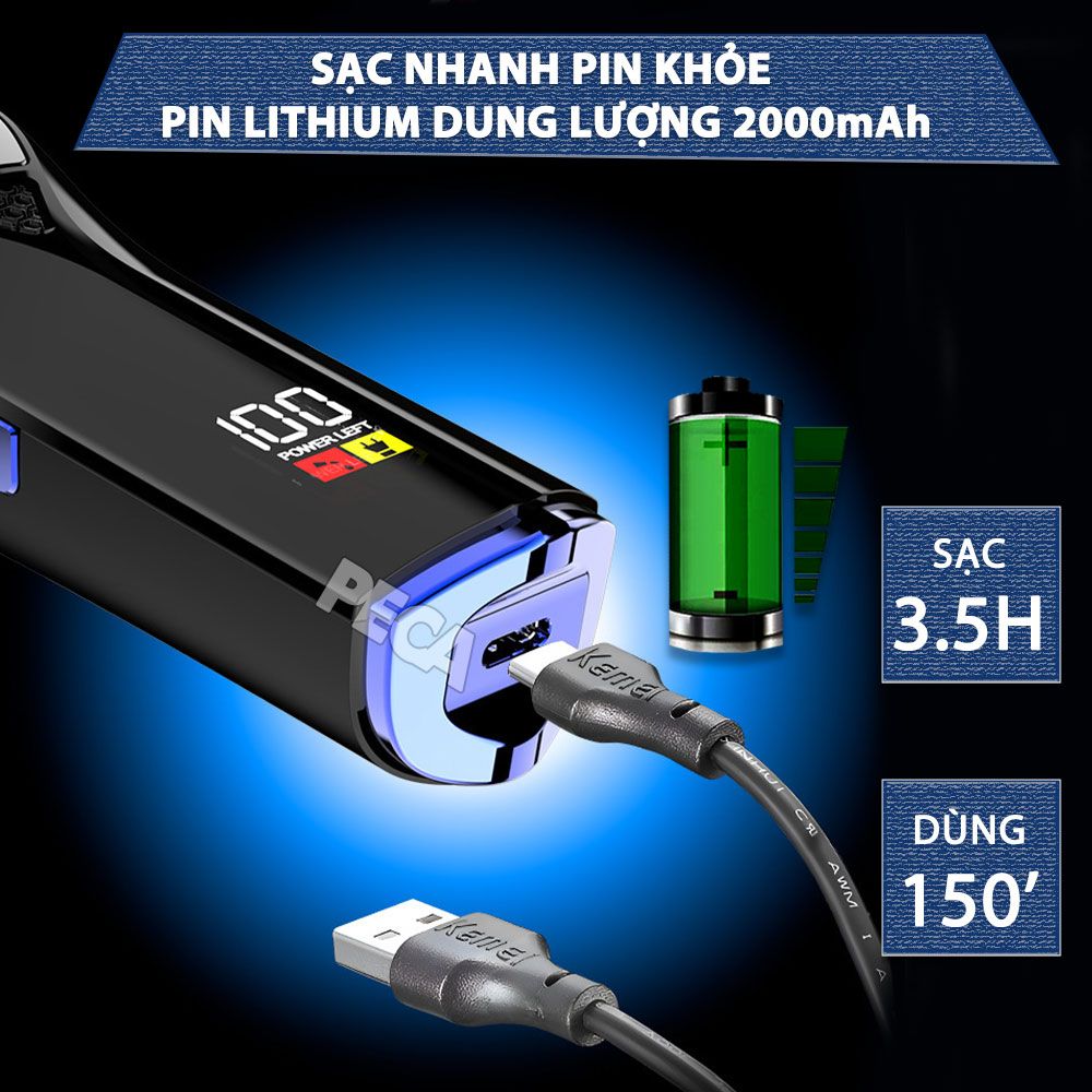 Tông đơ chấn viền Kemei KM-1556 lưỡi cắt mạ carbon cao cấp công suất 5W - Chính hãng