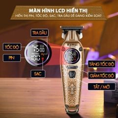 Tông đơ chấn viền Kemei KM-1576 lưỡi cắt mạ carbon cao cấp công suất 5W, điều chỉnh 3 mức tốc độ - Chính hãng