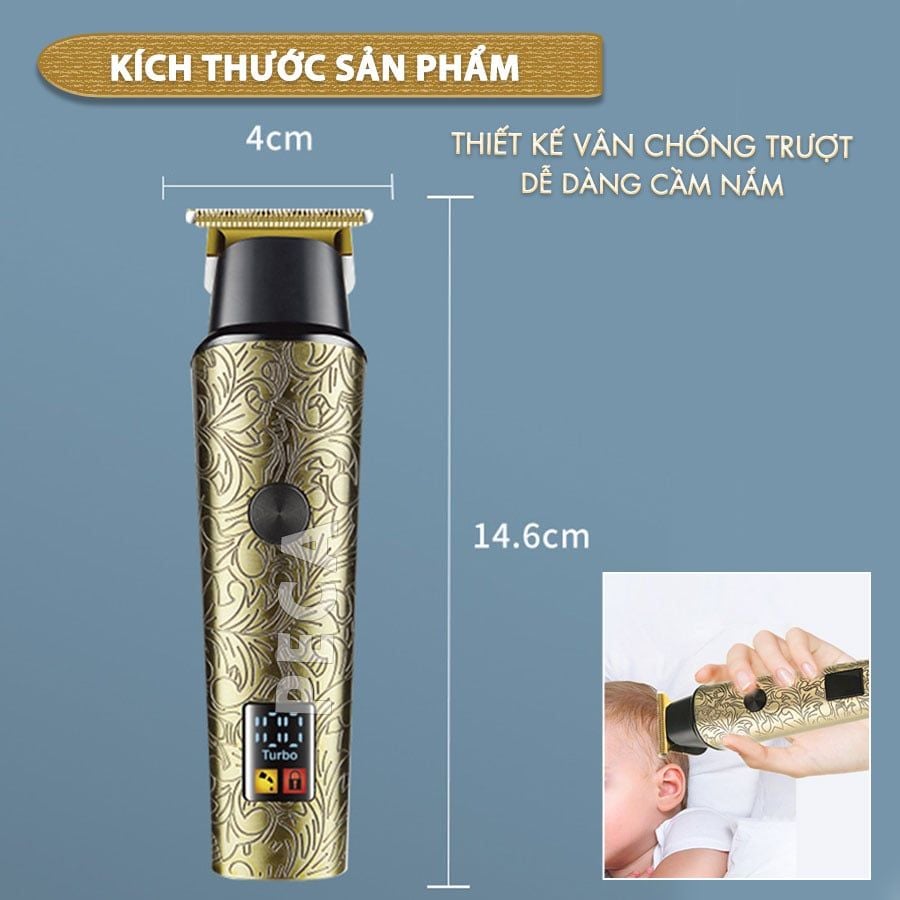 Tông đơ chấn viền Kemei KM-2185 điều chỉnh 2 mức tốc độ, công suất mạnh màn hình LCD tiện lợi - Chính hãng