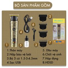 Tông đơ chấn viền Kemei KM-2185 điều chỉnh 2 mức tốc độ, công suất mạnh màn hình LCD tiện lợi - Chính hãng