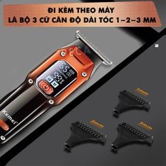 Tông đơ chấn viền Kemei KM-658 điều chỉnh 2 mức tốc độ có màn hình LED, dùng sạc USB - Hàng chính hãng