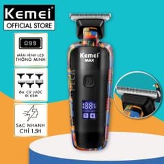 Tông đơ chấn viền Kemei KM-MAX5090 màn hình LCD hiển thị chuyên nghiệp sạc nhanh USB kèm theo 6 cữ lược tiện lợi cắt tóc - Hàng chính hãng