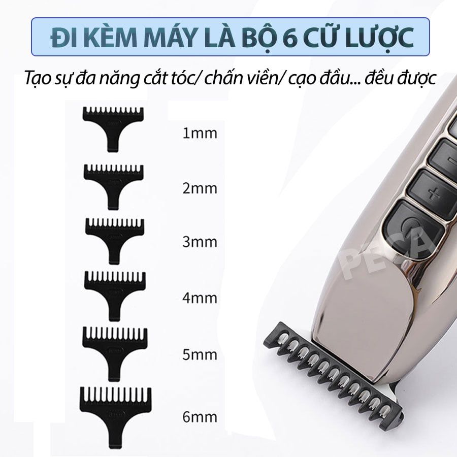 Tông đơ chấn viền Kemei KM-929 điều chỉnh 3 mức tốc độ cắt, có màn hình LED, dùng sạc USB