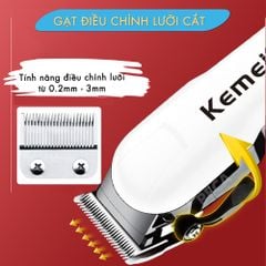 Tông đơ cắt tóc không dây KEMEI KM-809A chuyên nghiệp màn hình LCD hiển thị pin, cắt được lông cho thú cưng, chó, mèo