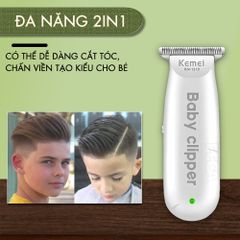 Tông đơ cắt tóc trẻ em mini Kemei KM-1319 có thể cắt tóc, chấn viền kích thước nhỏ gọn êm ái có thể dùng cho trẻ sơ sinh - bảo hành chính hãng 12 tháng