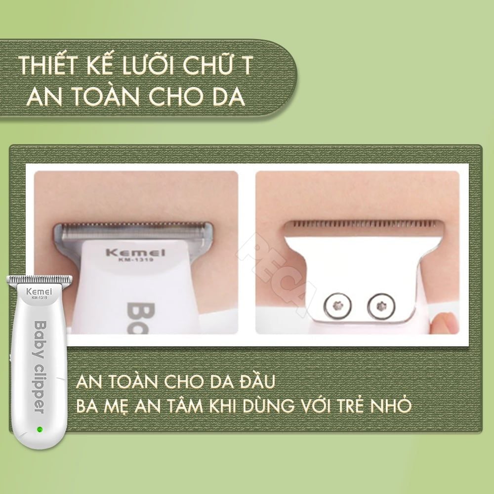 Tông đơ cắt tóc trẻ em mini Kemei KM-1319 có thể cắt tóc, chấn viền kích thước nhỏ gọn êm ái có thể dùng cho trẻ sơ sinh - bảo hành chính hãng 12 tháng