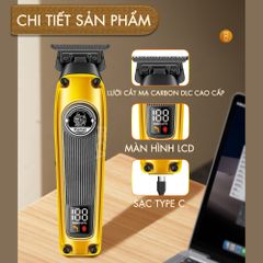 Tông đơ chấn viền Kemei KM-1855 lưỡi cắt mạ carbon DLC cao cấp có động cơ không chổi than tăng hiệu suất màn hình LCD hiển thị công suất 8W hàng chính hãng