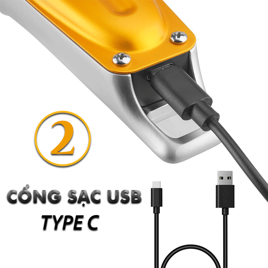 Tông đơ cắt tóc chuyên nghiệp Kemei KM-1955 sạc USB có màn hình LCD được tặng kèm áo choàng, lược và kéo cắt tóc