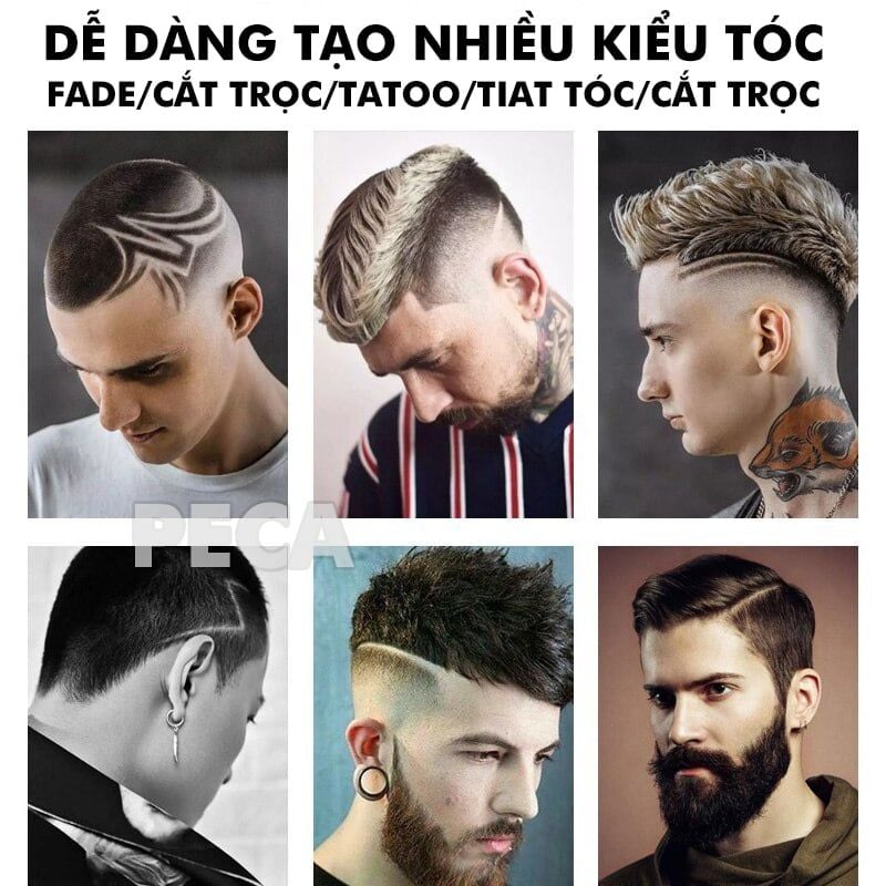 Tông đơ cắt tóc chuyên nghiệp màn hình LCD KEMEI KM-1996 hợp kim nhôm hàng không cao cấp lưỡi thép không gỉ pin trâu