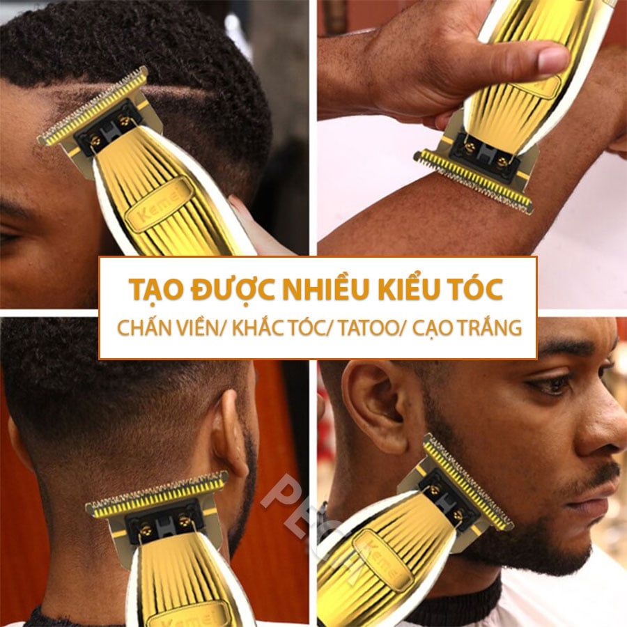 Tông đơ chấn viền không dây cao cấp Kemei KM-I32S lưỡi thép carbon sắc bén chịu lực, công suất mạnh có màn hình LCD hiển thị - Hàng chính hãng