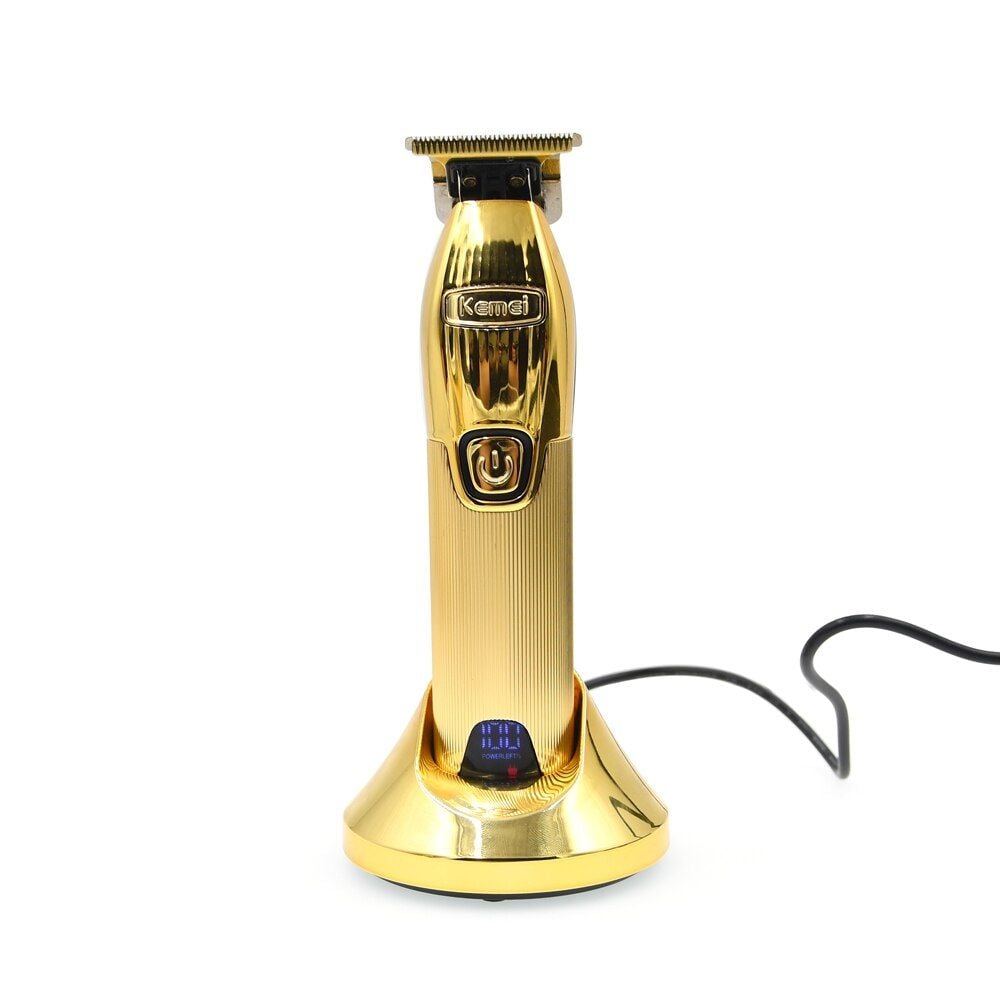 Tông đơ chấn viền không dây cao cấp Kemei KM-I32S lưỡi thép carbon sắc bén chịu lực, công suất mạnh có màn hình LCD hiển thị - Hàng chính hãng