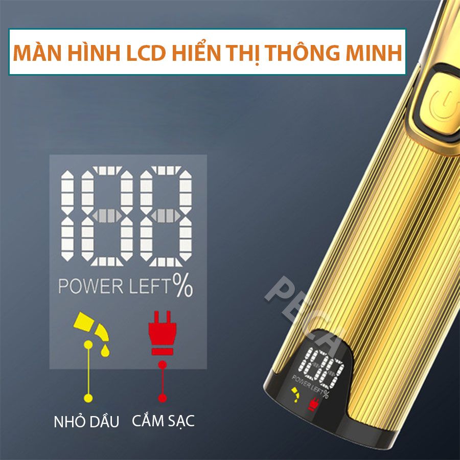 Tông đơ chấn viền không dây cao cấp Kemei KM-K32S lưỡi thép carbon sắc bén chịu lực, công suất mạnh có màn hình LCD hiển thị - Hàng chính hãng