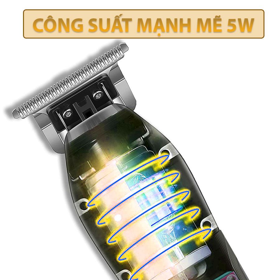 Tông đơ chấn viền không dây cao cấp Kemei KM-I32S lưỡi thép carbon sắc bén chịu lực, công suất mạnh có màn hình LCD hiển thị - Hàng chính hãng