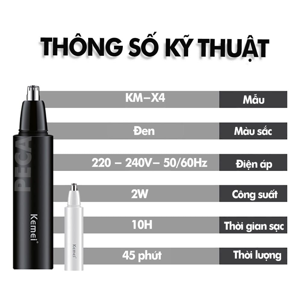 Máy tỉa lông mũi Kemei KM-X4 dùng pin sạc USB tiện lợi - phân phối chính hãng