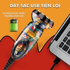 Máy cao râu lưỡi kép 4D KEMEI KM-RS503 vỏ bọc sang trọng màu sắc TREND GRAFFITI phiên bản mini cá tính, dùng sạc USB