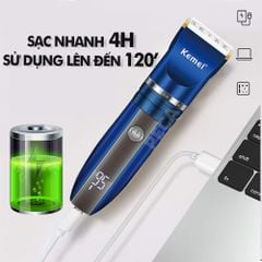 Tông đơ cắt tóc không dây Kemei KM-1086/1085 màn hình LCD hiện pin thông minh dùng cho cá nhân và gia đình - Hàng chính hãng