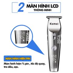 Tông đơ chấn viền không dây Kemei KM-126 màn hình LCD thông minh, 3 tốc độ cắt, có thể khắc tatoo, cạo trắng...Hàng chính hãng