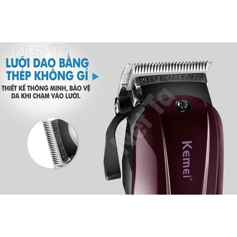 Tông đơ cắt tóc không dây Kemei KM-2600 chuyên nghiệp với pin Lithiumion siêu khủng có thể sử dụng cắm điện trực tiếp