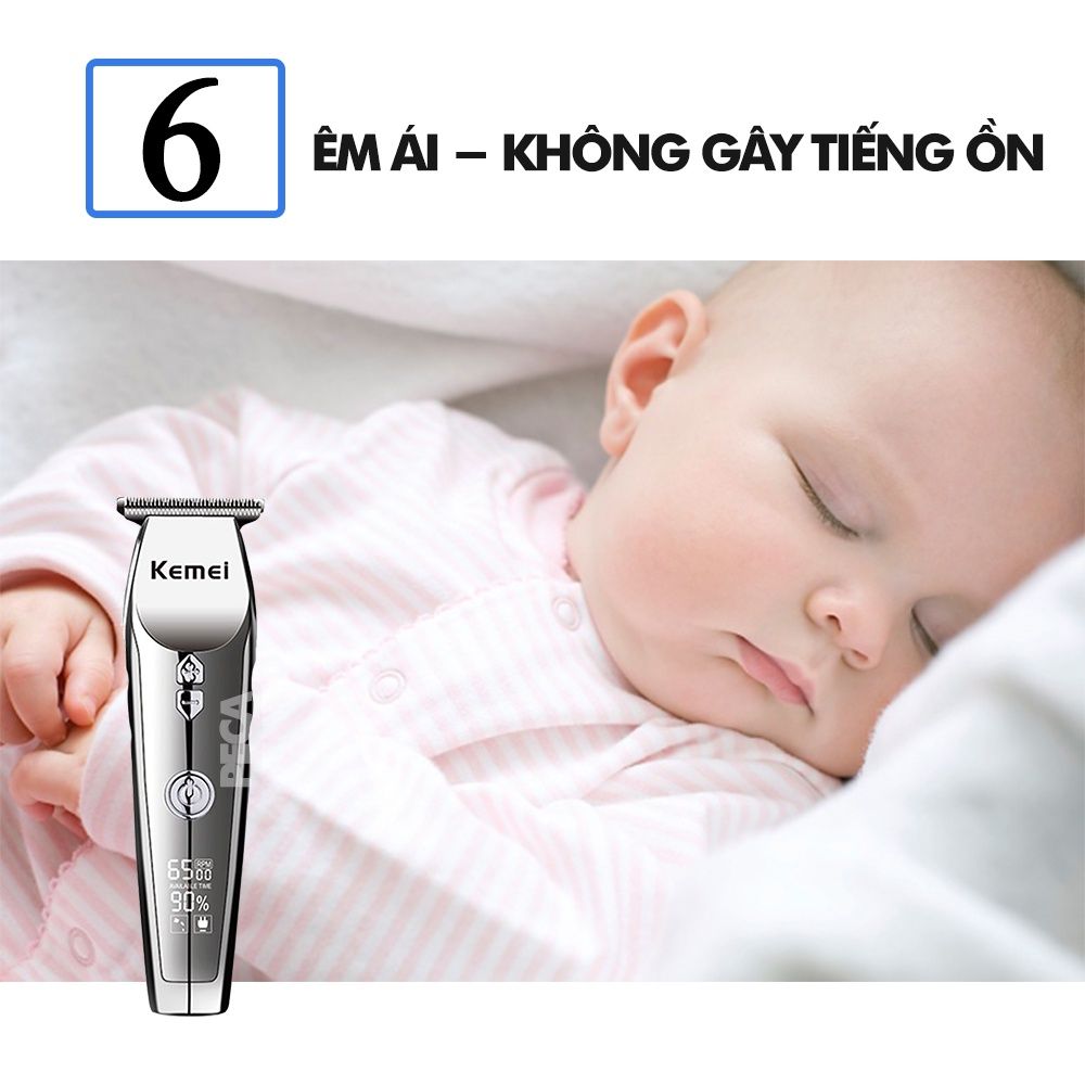 Tông đơ chấn viền không dây Kemei KM-126 màn hình LCD thông minh, 3 tốc độ cắt, có thể khắc tatoo, cạo trắng...Hàng chính hãng