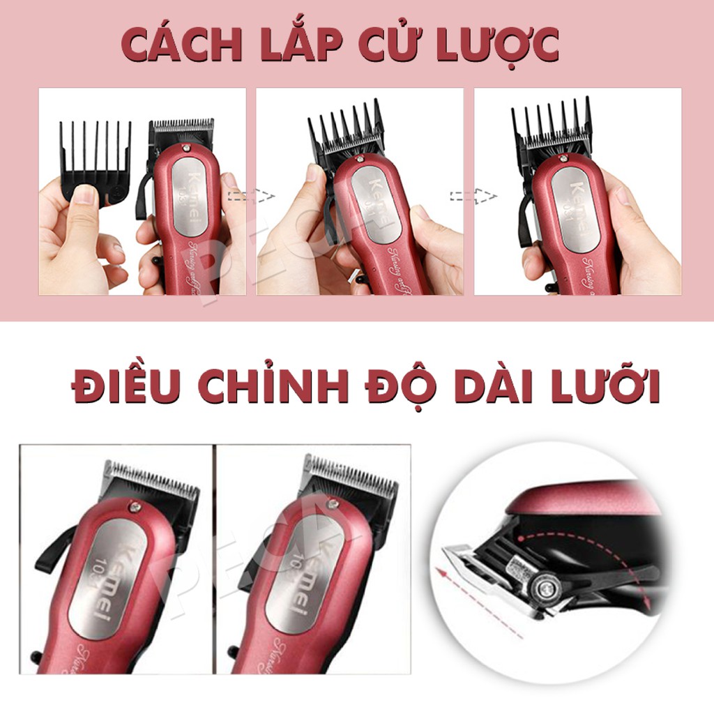 Tông đơ cắt tóc chuyên nghiệp KEMEI KM-1031 có màn hình LED công suất