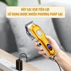 Tông đơ cắt tóc chuyên nghiệp KEMEI KM-802 công suất mạnh 10W màn hình LCD, sạc USB sạc nhanh pin trâu