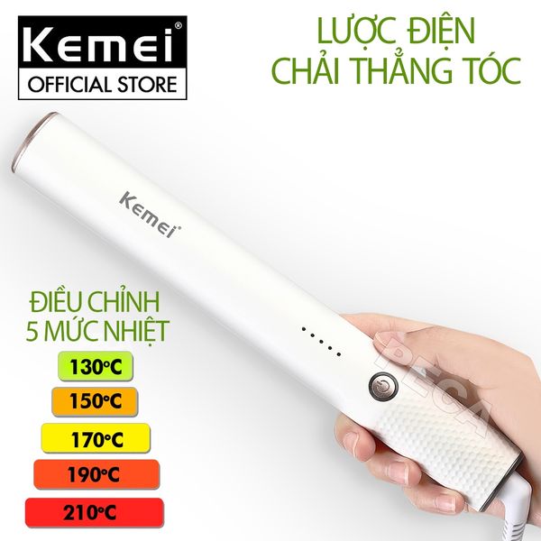 Lược điện chải thẳng tóc KEMEI KM-509 điều chỉnh 5 mức nhiệt chuyên dùng uốn tóc xoăn là thẳng phù hợp với mọi loại tóc