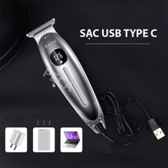 Tông đơ chấn viền không dây Kemei KM-1948 màn hình LCD sạc USB có thể khắc tóc tatoo, cạo trắng, cạo viền