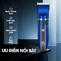 Tông đơ cắt tóc không dây Kemei KM-1086/1085 màn hình LCD hiện pin thông minh dùng cho cá nhân và gia đình - Hàng chính hãng