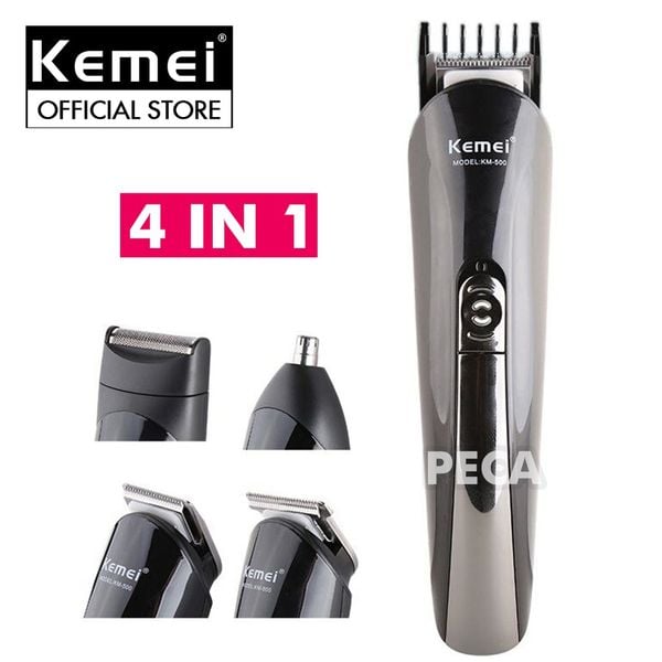 Tông đơ cắt tóc 4in1 Kemei KM-500 đa năng chuyên dụng cắt tóc, cao râu, tỉa lông mũi - Hãng phân phối chính thức