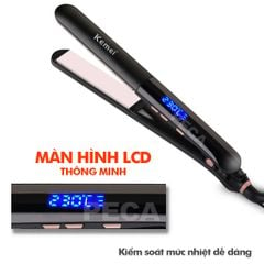 Máy duỗi tóc cao cấp KEMEI KM-1322 màn hình LCD hiển thị điều chỉnh 6 mức nhiệt độ dùng để là tóc, uốn cụp