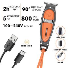 Tông đơ chấn viền KEMEI KM-1946 vỏ bọc da kết hợp inox cao cấp sạc USB tiện lợi dùng tattoo khắc tóc, cạo viền, cạo đầu