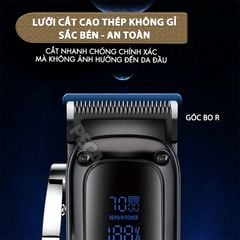 Tông đơ cắt tóc chuyên nghiệp Kemei KM-1550 công suất mạnh 5W màn hình LCD sạc nhanh USB type C tiện lợi - Chính hãng