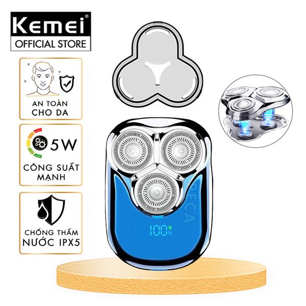 Máy cạo râu mini lưỡi nổi 3D Kemei KM-T83 màn hình LCD, công suất 5w mạnh mẽ - Hàng chính hãng