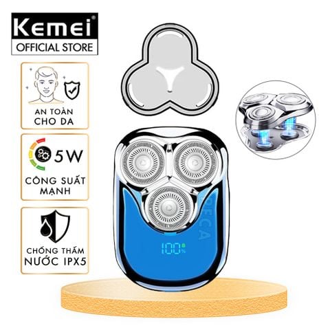 Máy cạo râu mini lưỡi nổi 3D Kemei KM-T83 màn hình LCD, công suất 5w mạnh mẽ - Hàng chính hãng