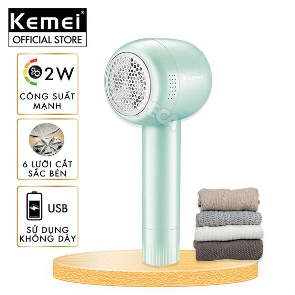 Máy cắt lông xù quần áo không dây Kemei KM-2720 thiết kế 6 lưỡi cắt thông dụng cắt lông xù nhiều loại vải - Chính hãng